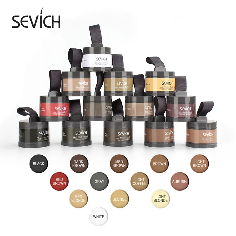 Sevich 12 cores de pó para linha fina, sombra para linha fina, preenchimento, cabelos ralos, unissex, sombra para linha fina, pó modificado, cabelos grisalhos