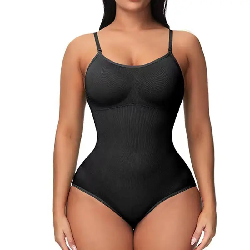 Super promoção Bodysuit com alças finas e decote em V, modelador de corpo com virilha aberta, modelador de corpo emagrecedor, modelador suave
